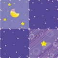 Abstract blue, lilac background with stars and moon