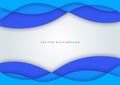 Abstract blue line curve water wave overlapping layer on dark white background Royalty Free Stock Photo