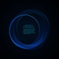 Abstract blue lines of movement in a circle. Design element, frame. Royalty Free Stock Photo