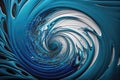 abstract, blue liquids swirl together in a hypnotic motion