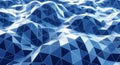 Abstract blue low poly terrain surface with geometric shapes and light effects Royalty Free Stock Photo