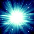 Abstract blue glowing background, star explosion, blue bright ra Royalty Free Stock Photo