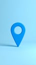 Abstract blue map pin location marker on a clean light blue background with soft shadow Royalty Free Stock Photo