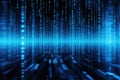 abstract blue matrix digital technology background, computer generated abstract background, 3D rendering, Digital binary code and Royalty Free Stock Photo