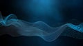 Abstract Blue Mesh Wave on Dark Background, Futuristic Technology Design Element with Smooth Curves Royalty Free Stock Photo