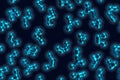 Abstract blue metaballs seamless pattern.