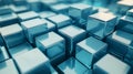 Abstract blue metallic cubes pattern, close-up Royalty Free Stock Photo