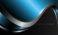 Abstract blue metallic curve with silver line on dark grey design modern luxury futuristic background vector Royalty Free Stock Photo