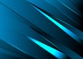 Abstract blue metallic triangle layer overlap with blue light modern technology style background