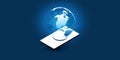 Abstract Blue Minimal Style Augmented Reality, Cloud Computing, Networks, Telecommunications Concept Design with Mobile Phone