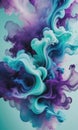 Abstract Blue, Mint, and Purple Background with Smoke-Like Glitch Effects