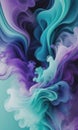 Abstract Blue, Mint, and Purple Background with Smoke-Like Glitch Effects