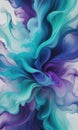 Abstract Blue, Mint, and Purple Background with Smoke-Like Glitch Effects