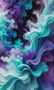 Abstract Blue, Mint, and Purple Background with Smoke-Like Glitch Effects