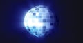 Abstract blue mirrored spinning round disco ball for discos and dances Royalty Free Stock Photo