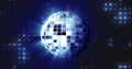 Abstract blue mirrored spinning round disco ball for discos