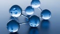 Abstract blue molecular structure with water droplets Royalty Free Stock Photo