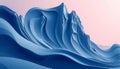 Abstract Blue Mountain Range with Soft Pink Sky: Conceptual and Artistic. Royalty Free Stock Photo