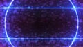 Abstract Blue Neon Background. Bright Light on Dark Pixel Backdrop. Futuristic Vector Illustration