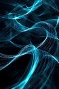 Abstract Blue Neon Data Waves in Dark Space, Portrait Images Generative AI Royalty Free Stock Photo