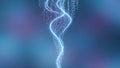 Abstract blue neon dna helix with digital data flow Royalty Free Stock Photo