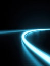 Abstract Blue Neon Light Curve On Dark Textured Ground With Spotlight Effect Royalty Free Stock Photo