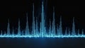 Abstract Blue Neon Sound Waveform Visualization on Black Background audio music Royalty Free Stock Photo