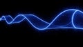 Abstract Blue Neon Wave Energy Flow on Black Background Royalty Free Stock Photo