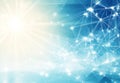 Abstract Blue Network Bright Light Digital Background Design web art sky data dots mesh glow lines