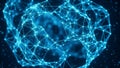 Abstract Blue Network of Connected Glowing Dots and Lines Forming a Neural Network or Brain Structure Keywords Royalty Free Stock Photo