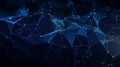 Abstract blue network connection with glowing lines and dots. Global digital communication Royalty Free Stock Photo
