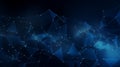 Abstract blue network connection with glowing lines and dots. Global digital communication Royalty Free Stock Photo