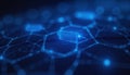 Abstract blue network connection structure with hexagonal shapes. Technology. Royalty Free Stock Photo