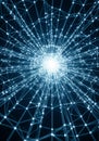 Abstract Blue Network Explosion With Bright Center Light Royalty Free Stock Photo