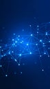 Abstract blue network of glowing connected dots and lines representing data communication technology Royalty Free Stock Photo