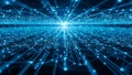 Abstract Blue Network of Glowing Lines and Nodes Connecting in Digital Space connection Royalty Free Stock Photo