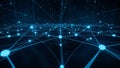 Abstract blue network of glowing nodes and connecting lines in a dark digital space representing data connections Royalty Free Stock Photo