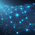 Abstract Blue Network of Glowing Nodes and Interconnected Lines technology digital Royalty Free Stock Photo