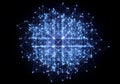 Abstract Blue Network Grid with Glowing Nodes on Black Background Royalty Free Stock Photo