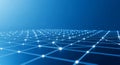 Abstract Blue Network Grid with Glowing Nodes Representing Data Connection Royalty Free Stock Photo
