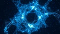Abstract Blue Network of Interconnected Glowing Geometric Nodes and Lines on a Dark Background Keywords: abstract Royalty Free Stock Photo