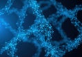 Abstract blue network of interconnected nodes against a dark cosmic background Royalty Free Stock Photo