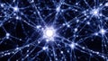 Abstract blue network of neuron cells with glowing nodes and interconnected pathways Royalty Free Stock Photo