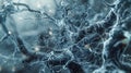 Abstract blue neuron branching out with detailed texture