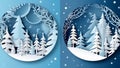 merry christmas snowflakes paper background art winter origami blue abstract tree. Generative AI. Royalty Free Stock Photo