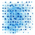 Abstract blue node network with interconnecting lines in a grid pattern