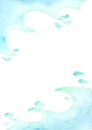 Abstract blue ocean wave watercolor hand painting background.