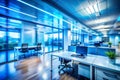 Abstract blue office interior design Royalty Free Stock Photo