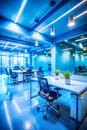Abstract blue office interior design Royalty Free Stock Photo