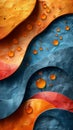 abstract blue and orange background with water drops. 3d illustration. Royalty Free Stock Photo